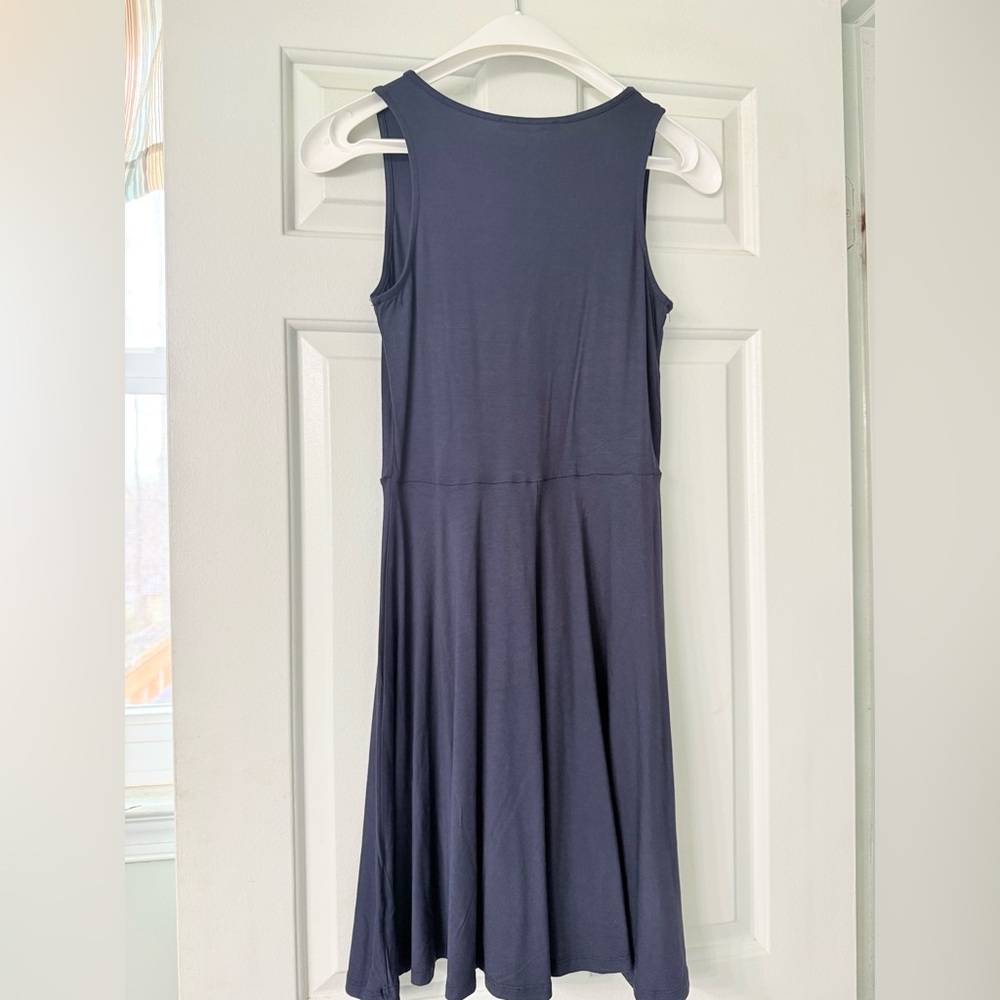 Brandy Melville Navy Faux Wrap Skater Mini Dress NWT One Size - Picture 5 of 11
